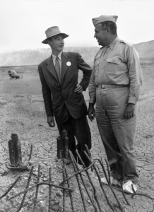 Oppenheimer and Groves at Ground Zero